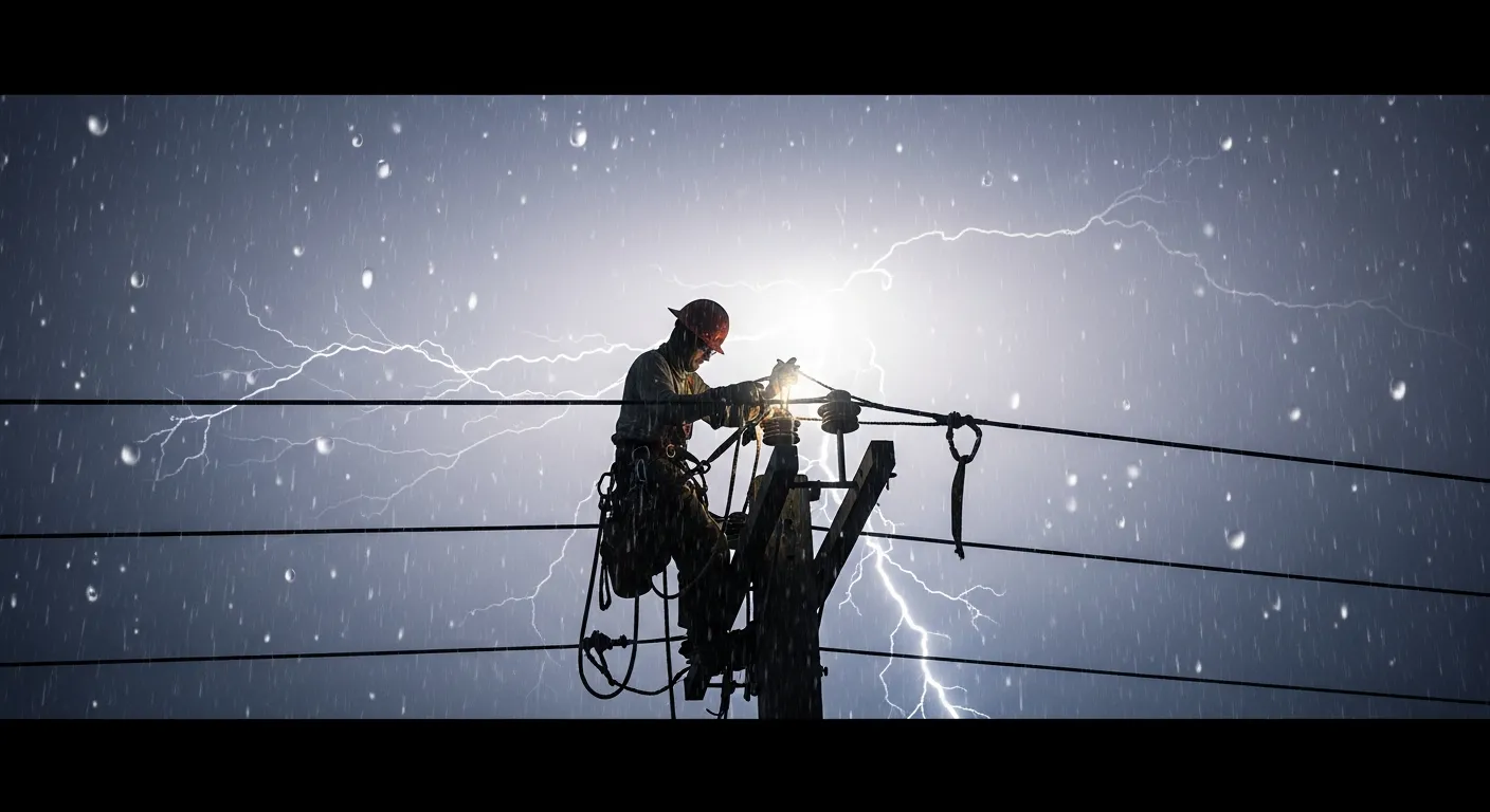 Lineman in storm