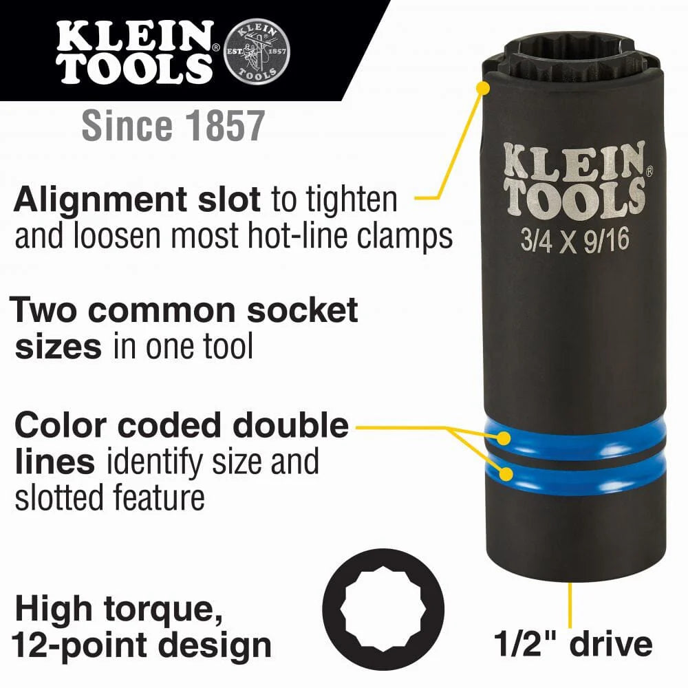Klein 3-In-1 Slotted Impact 12-Point Socket - 66031