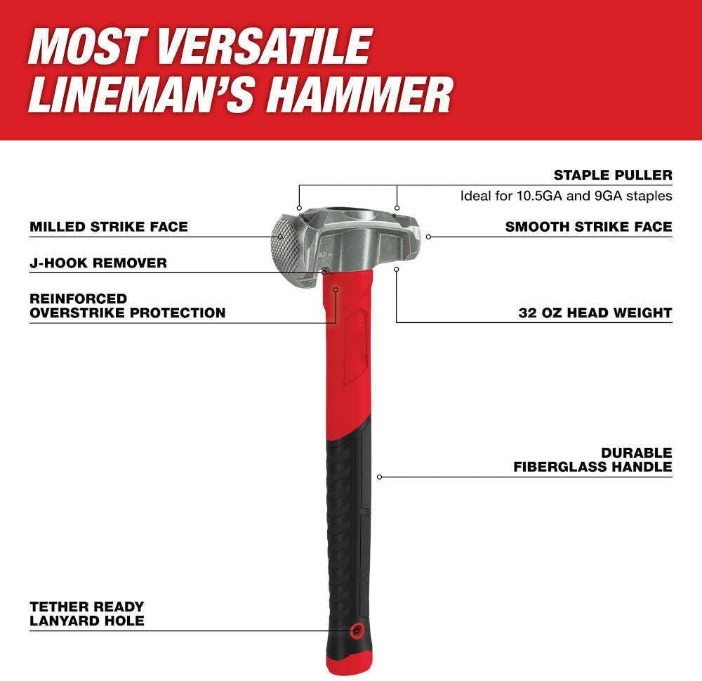 Milwaukee Lineman’s 4-in-1 Hammer – Model 48-22-9040