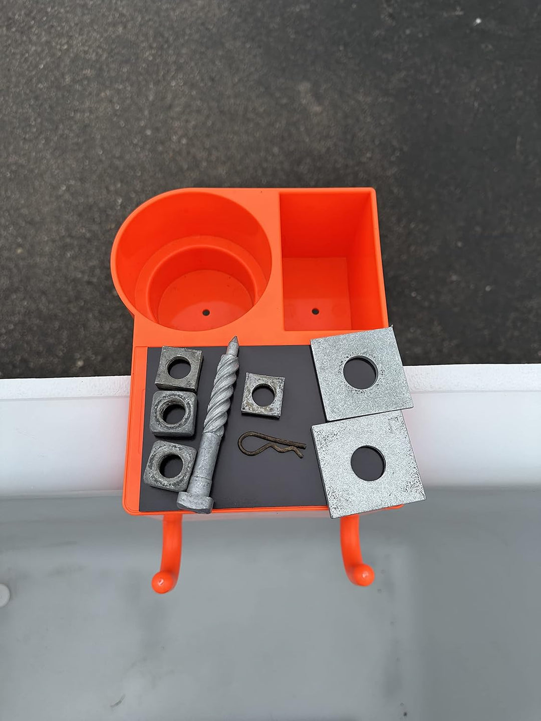 The 4N1 Bucket Truck Tool Organizer with Magnet, Bucket Hooks, Cup Holder and Storage