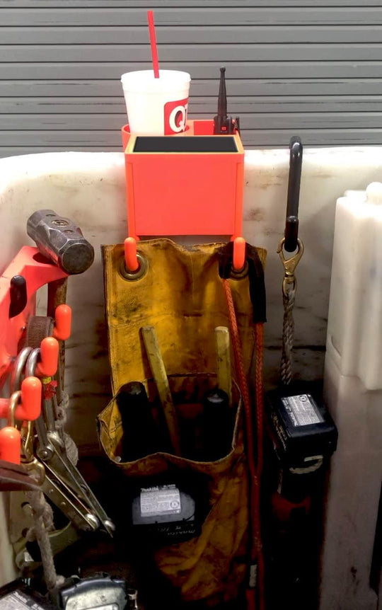 The 4N1 Bucket Truck Tool Organizer with Magnet, Bucket Hooks, Cup Holder and Storage