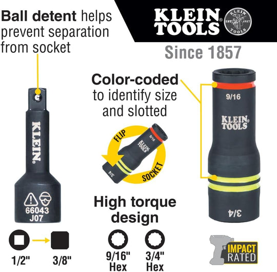 Klein 5-In-1 Mini Impact Socket and 3-In-1 Flip Impact Socket Set