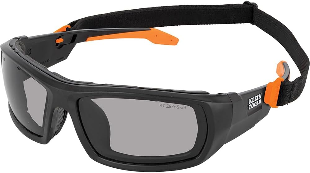 Klein Tools Safety Glasses, ANSI Z87.1+ Pro Full Frame Safety Glasses, Gray Lens, UV Protection, Anti-Fog, Scratch Resistant