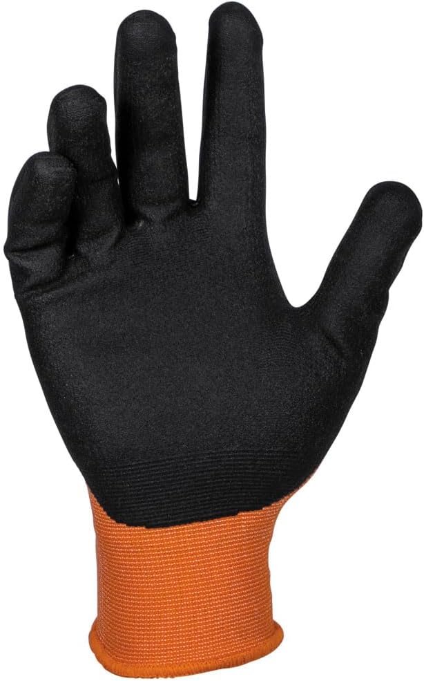 KLEIN TOOLS 60581 Work Gloves, Knit Dipped Cut Resistant ANSI A1 Nitrile Coated Gloves,Touchscreen Capable, Large, 2-Pair