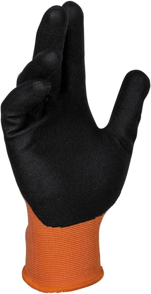 KLEIN TOOLS 60581 Work Gloves, Knit Dipped Cut Resistant ANSI A1 Nitrile Coated Gloves,Touchscreen Capable, Large, 2-Pair