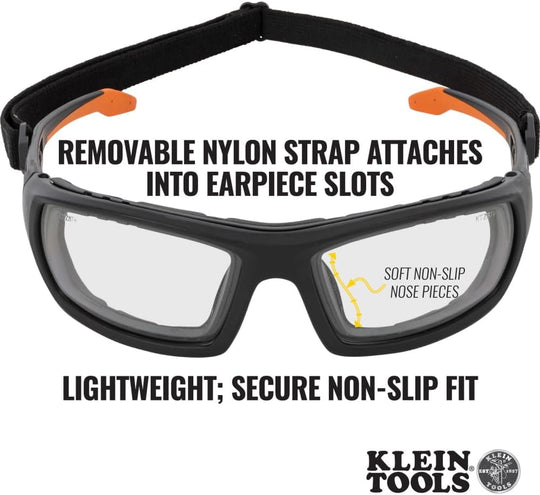 Klein Tools Safety Glasses, ANSI Z87.1+ Pro Full Frame, Clear Lenses, UV Protection, Anti-Fog, Scratch Resistant
