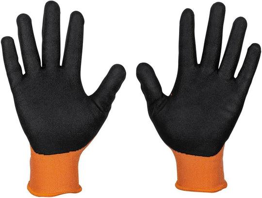 KLEIN TOOLS 60581 Work Gloves, Knit Dipped Cut Resistant ANSI A1 Nitrile Coated Gloves,Touchscreen Capable, Large, 2-Pair