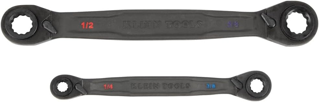 Klein Tools 68216 – 2-Piece SAE 4-in-1 Reversible Ratcheting Box Wrench Set