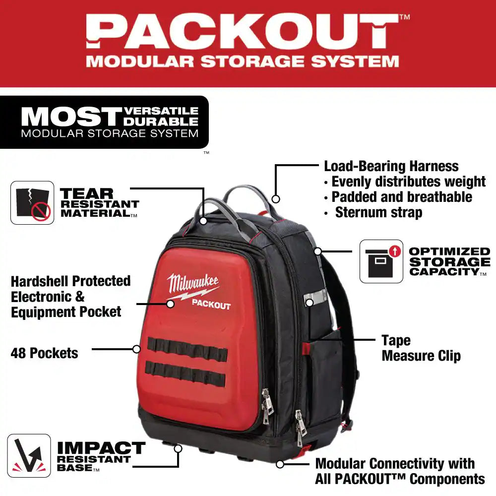 PACKOUT Tool Backpack + 3-Pack Multi-Size Tool Bags