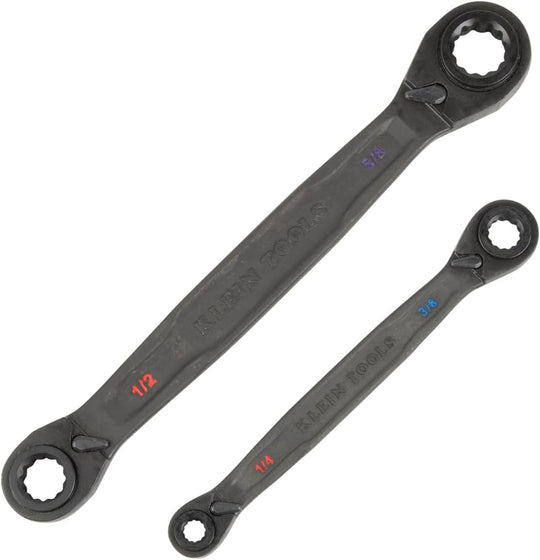 Klein Tools 68216 – 2-Piece SAE 4-in-1 Reversible Ratcheting Box Wrench Set