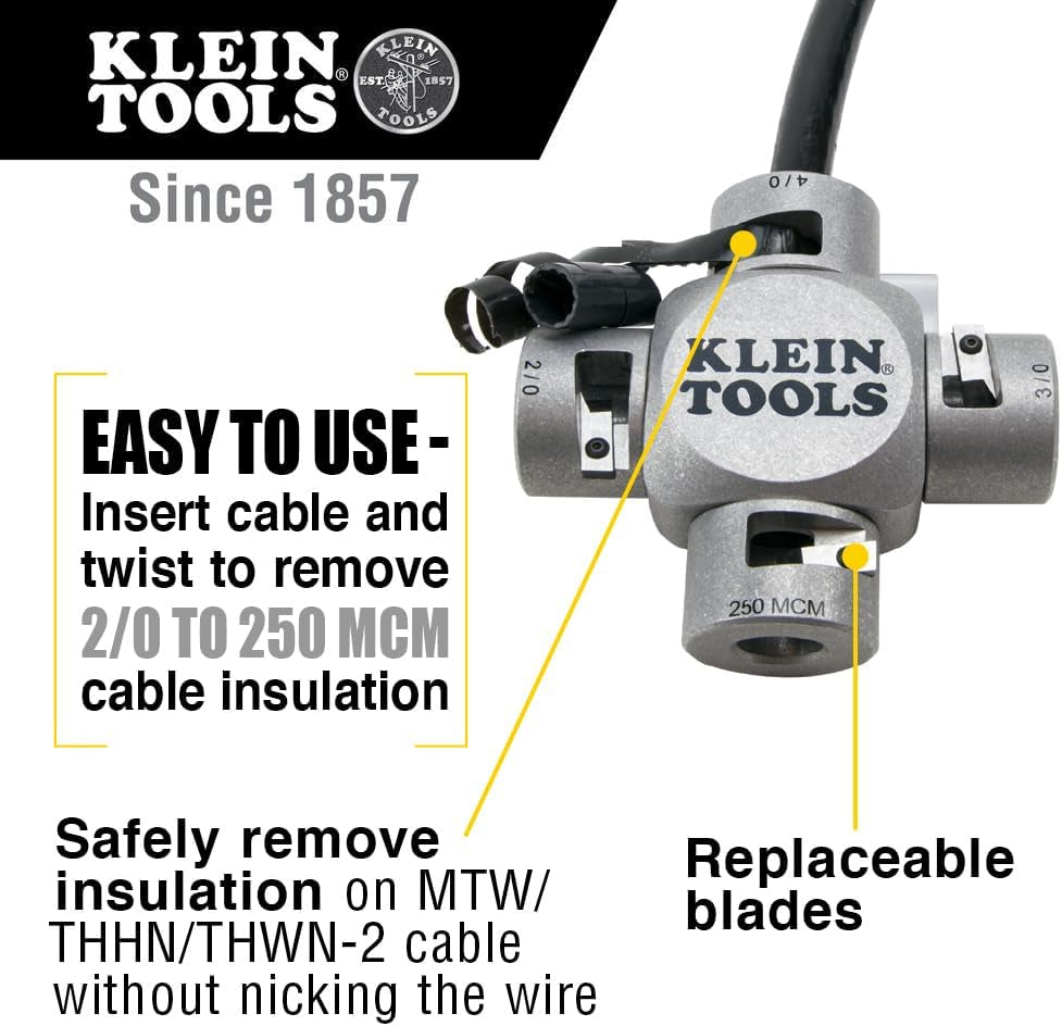 4 - Way- - Klein Tools Large Cable Stripper (2/0-250 MCM)
