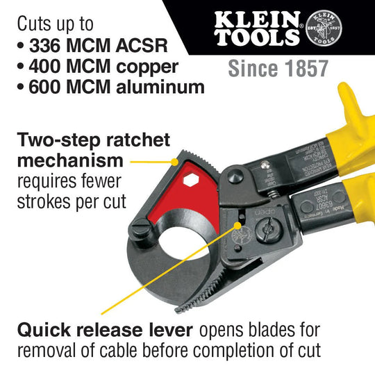 Klein Ratcheting ACSR Cable Cutter Wire Cutting Device - 63607