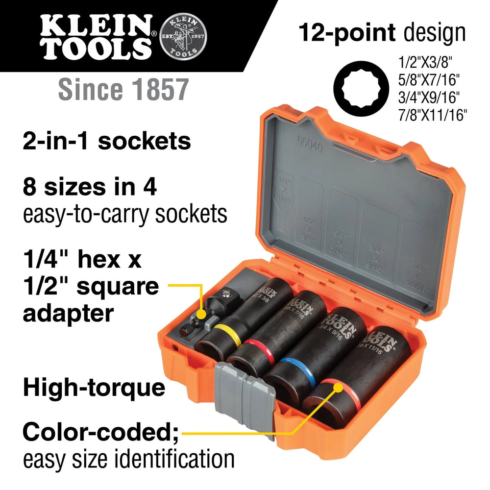Klein 5-Piece 12-Point Impact Socket Set - 66040